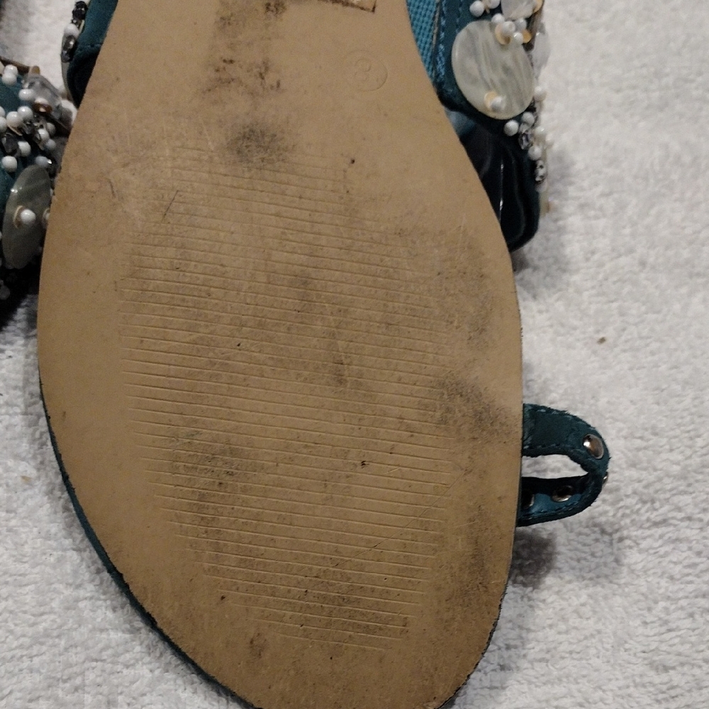 Embellished Teal Sandals - Picture 6 of 9